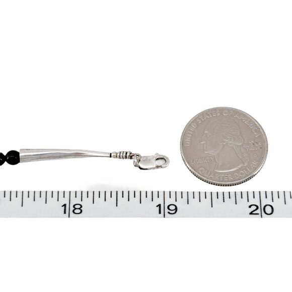 Vintage JC Sterling Silver 925 Onyx Beaded Necklace 17"-19" - Picture 4 of 4